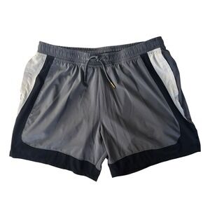 Gilly Hicks Mens XL Gray Black Activewear Shorts Built-in Liner Zipper Pocket